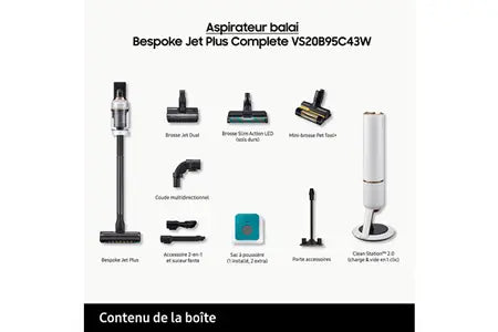 Samsung aspirateur Balai Bespoke Jet Plus Complete VS20B95C43W DUMANOIR