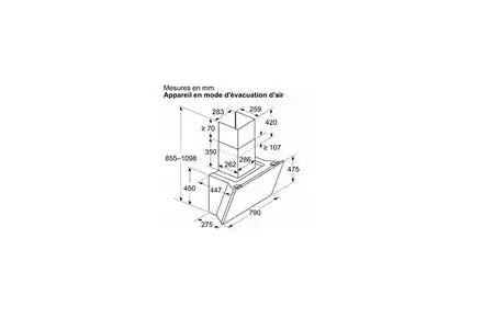 Siemens - hotte décorative inclinée 80cm 51db 432m3/h Blanc LC81KAN20 DUMANOIR